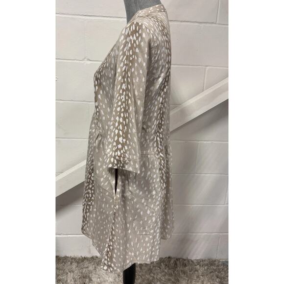 Tuckernuck Antelope Royal Shirt Dress XS White Tan Print 3/4 Sleeve Pockets - Picture 6 of 10